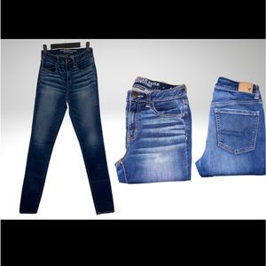 FAIRLY NEW dark blue HIGH RISE AMERICAN EAGLE JEGGINGS SIZE 6 XLONG